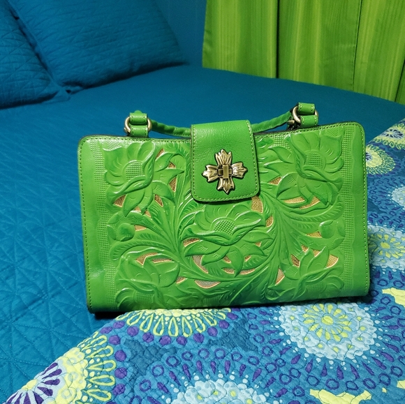 🌿Patricia Nash Rosina Tooled Leather Satchel - Picture 10 of 10